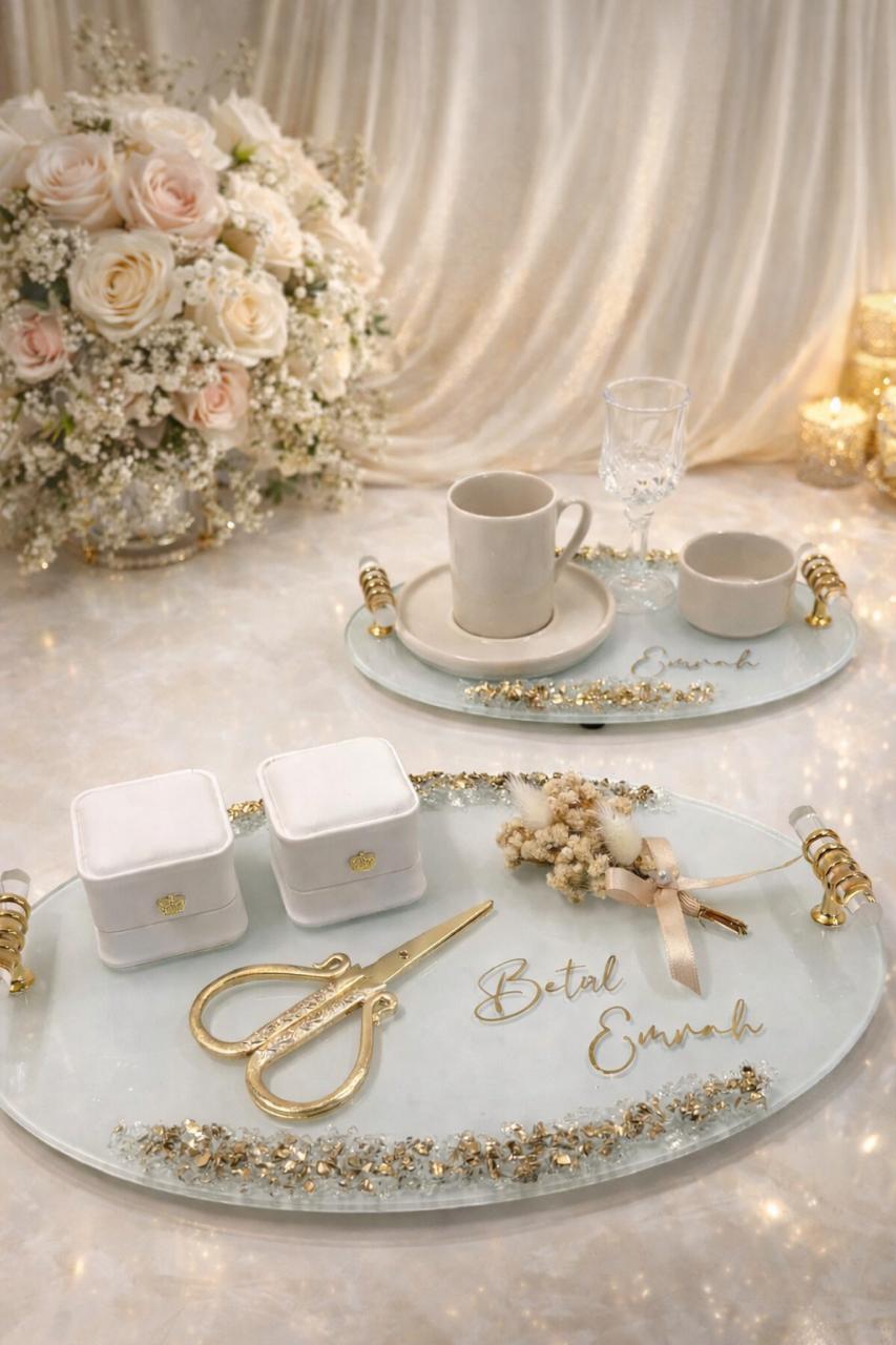 WhatsApp Image 2026-04-19 at 16.04.28 İnci Söz Nişan Tepsi Seti Gold, İncili Damat Kahve Tepsisi Taşlı Kız İsteme Tepsi seti - Görsel 1