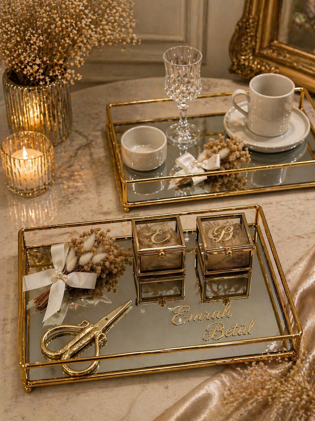 WhatsApp Image 2026-04-22 at 10.48.52 Söz Nişan Tepsi Seti Gold Dikdörtgen, Damat Kahve Tepsisi, Kız İsteme Tepsi seti - Görsel 1